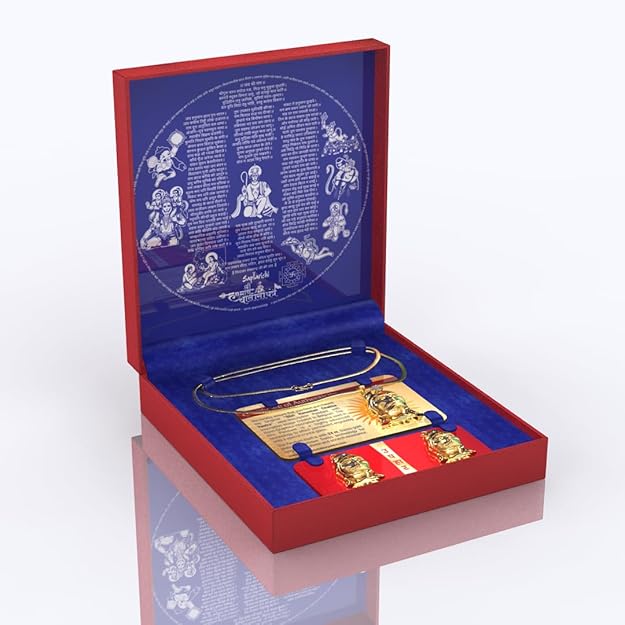 Shri Hanuman Chalisa Yantra Pendant | Gold-Plated with Nano-Inscribed Hanuman Chalisa & 8 Avatars