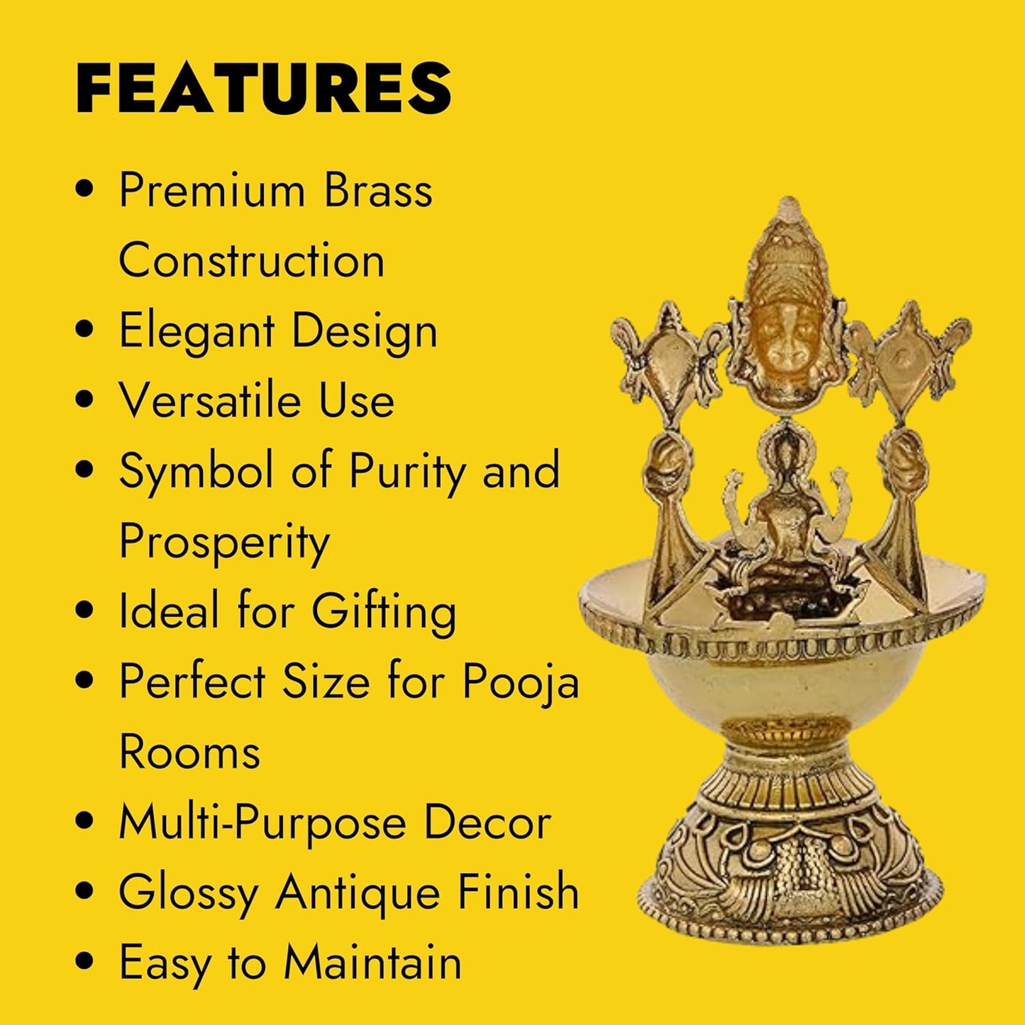 Tirupati Balaji Laxmi Diya Maa Lakshmi Venkateswara Oil Wick Deepak for Pooja Room Oil Lamp Akhand Jot Deepam for Diwali Pooja Temple Home Office Daily Puja
