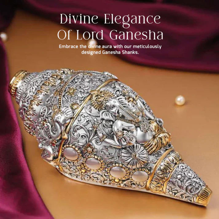 Lord Ganesha Blessings Shankh – 24K Plated