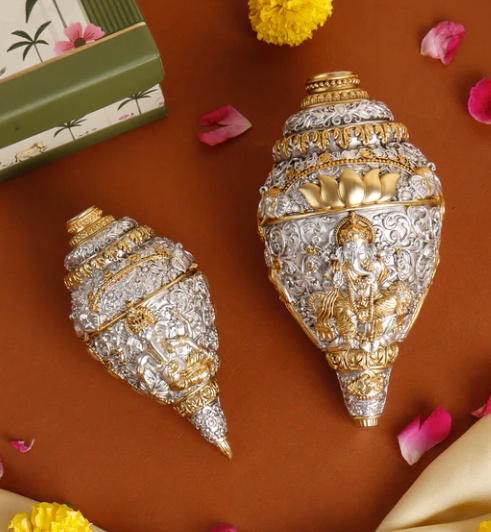 Lord Ganesha Blessings Shankh – 24K Plated