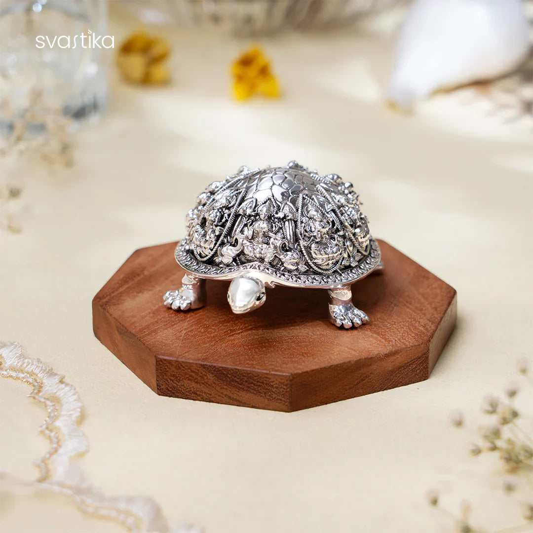 Ornate Silver-plated Vastu Tortoise