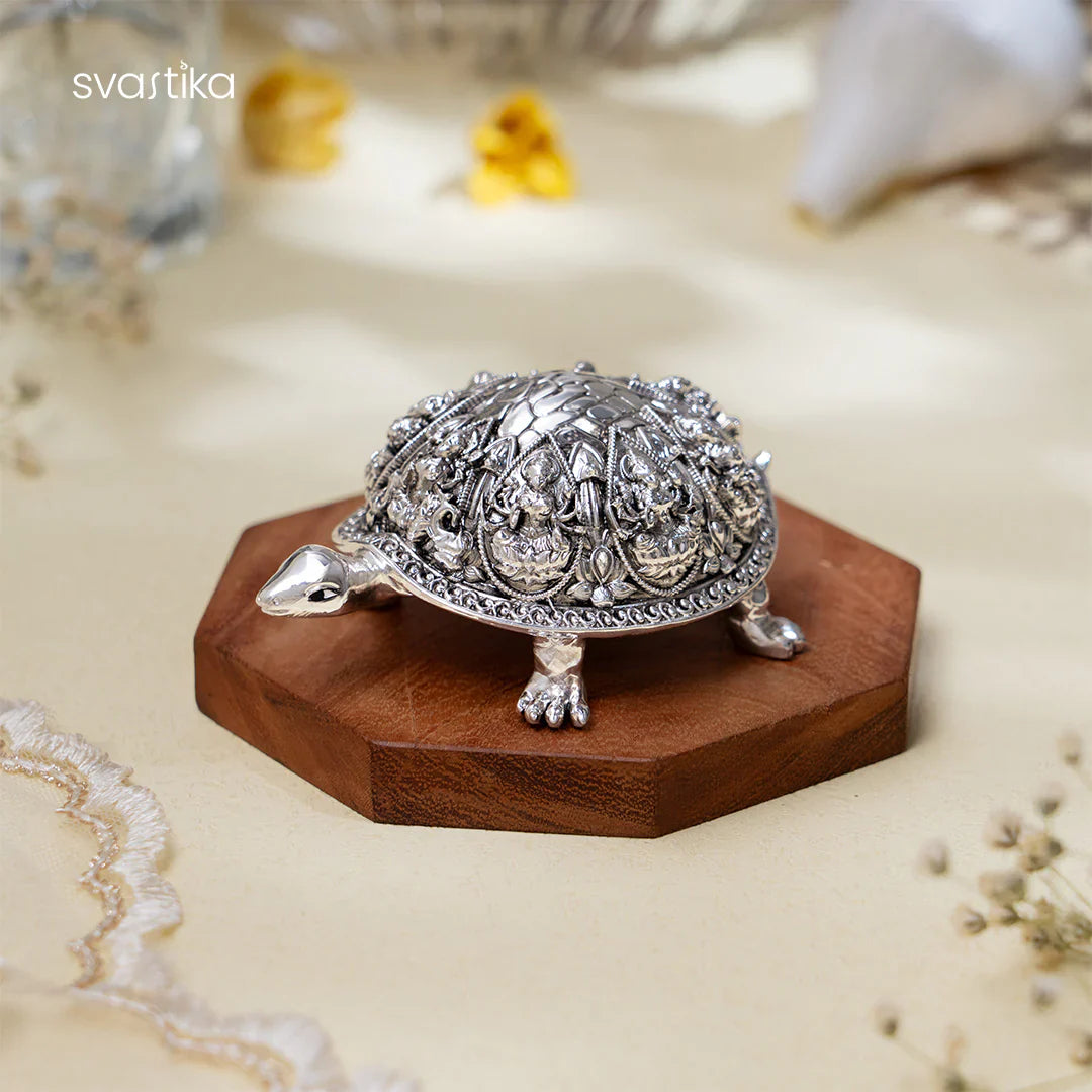 Ornate Silver-plated Vastu Tortoise