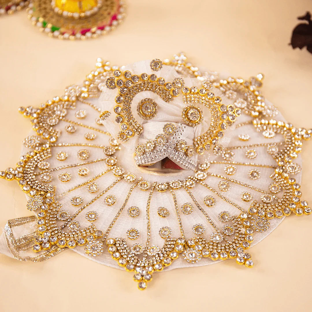Sharad Purnima Embroidered Laddu Gopal Dress Set